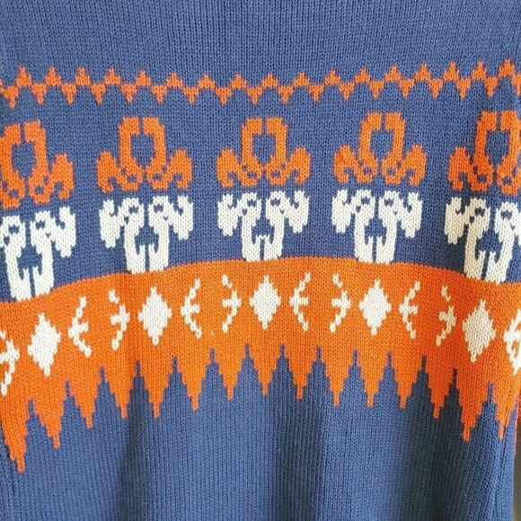 Papillon Boho Aztec Orange and Blue Open Front Collegiate Auburn Cardigan Sz M - Picture 7 of 9